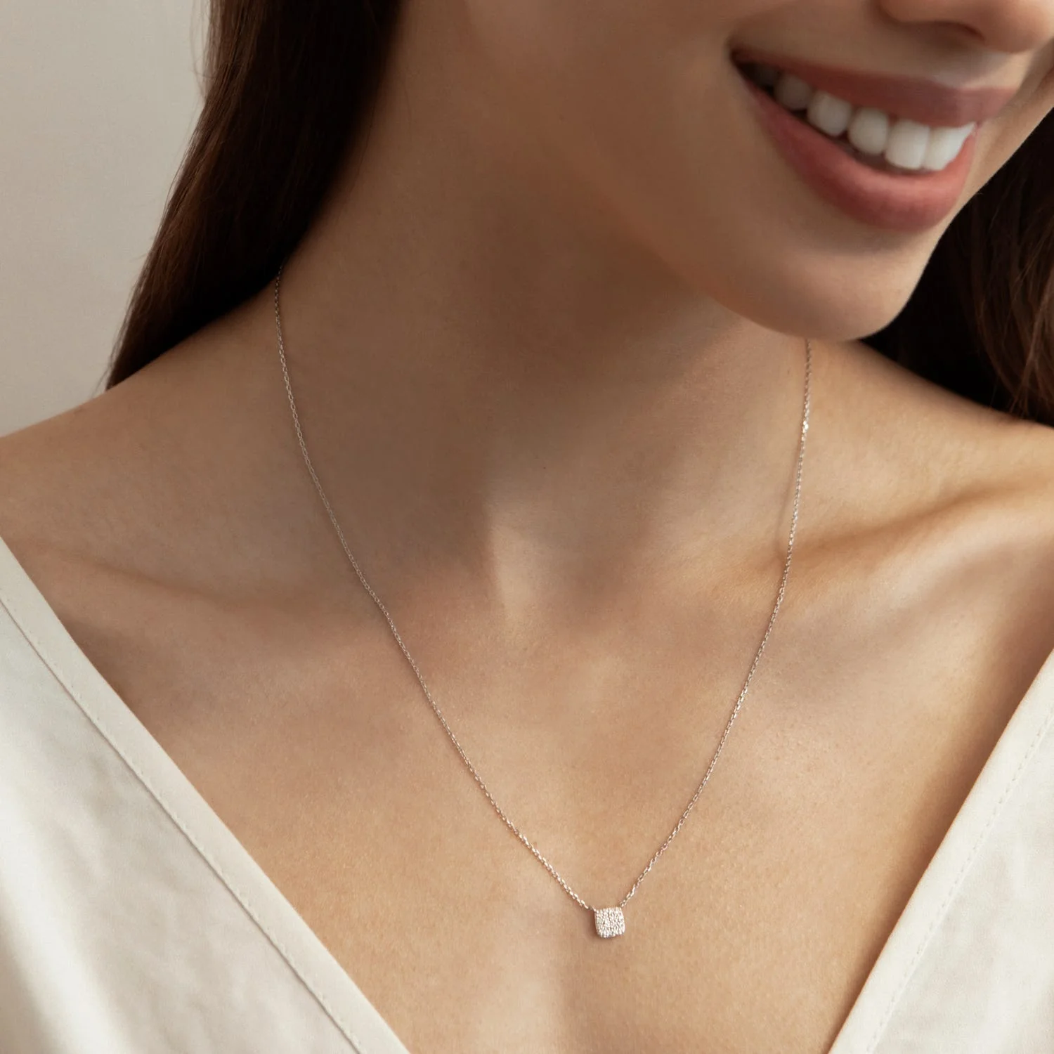 0.10 TCW Round Lab Grown Diamond Necklace